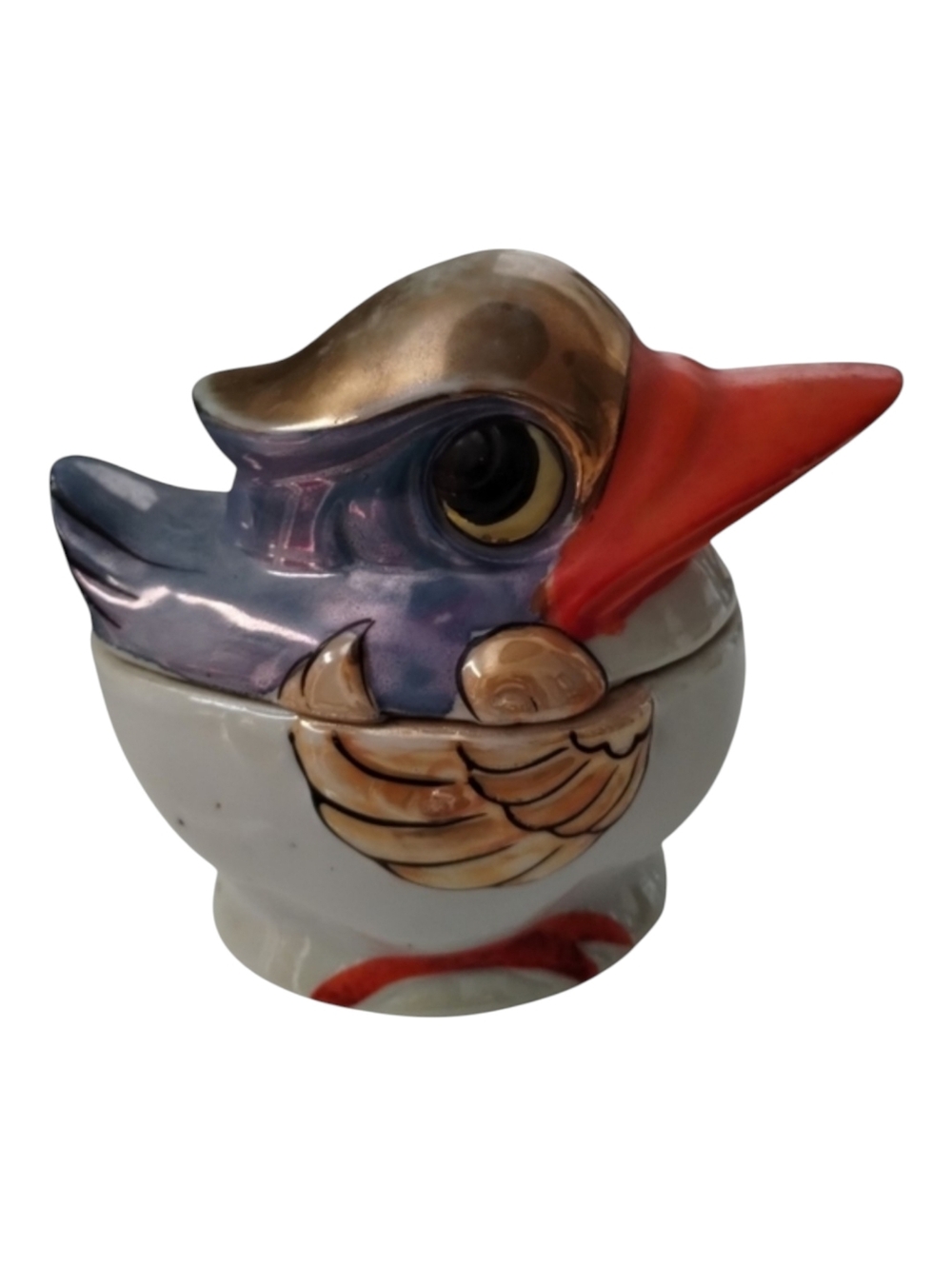 Shofu Covered Duck Lusterware Lidded  4.5” Hand Painted Porcelain